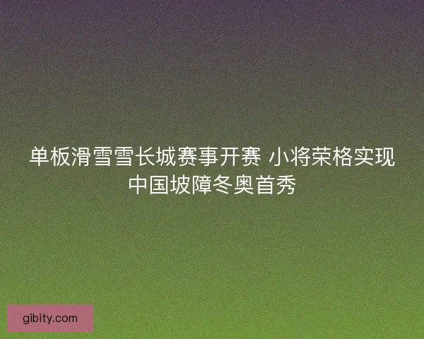 单板滑雪雪长城赛事开赛 小将荣格实现中国坡障冬奥首秀